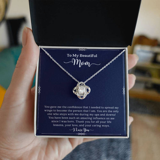 To My Beautiful Mom | I Love You - Love Knot Necklace